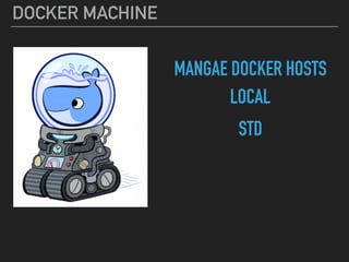 DOCKER MACHINE
MANGAE DOCKER HOSTS
LOCAL
STD
 