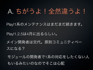 A. 裡ȫȻ`裡
Play!1ϵΥƥʥ󥹤ϤޤޤAޤ

Play!1.2.54¤˳餷

ᥤ_kߤϽԭtߥ˥ƥ٩`
ˤʤ룿

⥸`_kߤ1ϵΌ򤷤ʤ
⤤ߤΤʤΤǤ
 