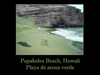 Papakolea Beach, Hawaii Playa de arena verde  