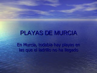 PLAYAS DE MURCIA En Murcia, todabìa hay playas en las que el ladrillo no ha llegado 