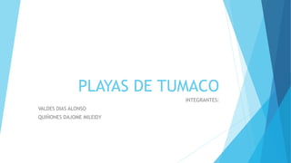 PLAYAS DE TUMACO
INTEGRANTES:
VALDES DIAS ALONSO
QUIÑONES DAJOME MILEIDY
 