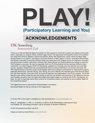 PLAY! (Participatory Learning and You!)