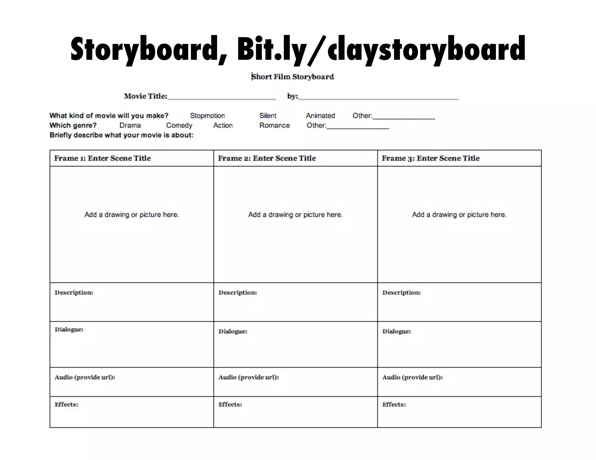 Storyboard, Bit.ly/claystoryboard

 