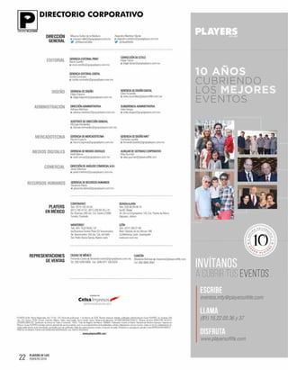 22 PLAYERS OF LIFE
FEBRERO 2018
 