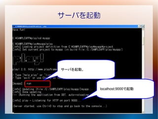 サーバを起動




サーバを起動。




          localhost:9000で起動
 