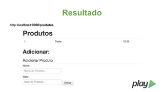 Resultado
http:localhost:9000/produtos

 