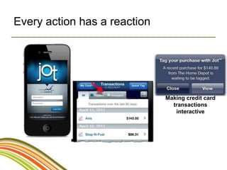 Every action has a reaction




                              Making credit card
                                transactions
                                 interactive
 