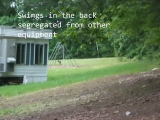 Swings in the back
segregated from other
equipment