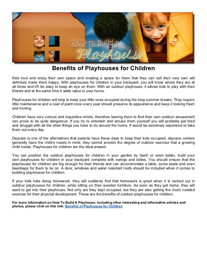 Benefits of Playhouses for Children