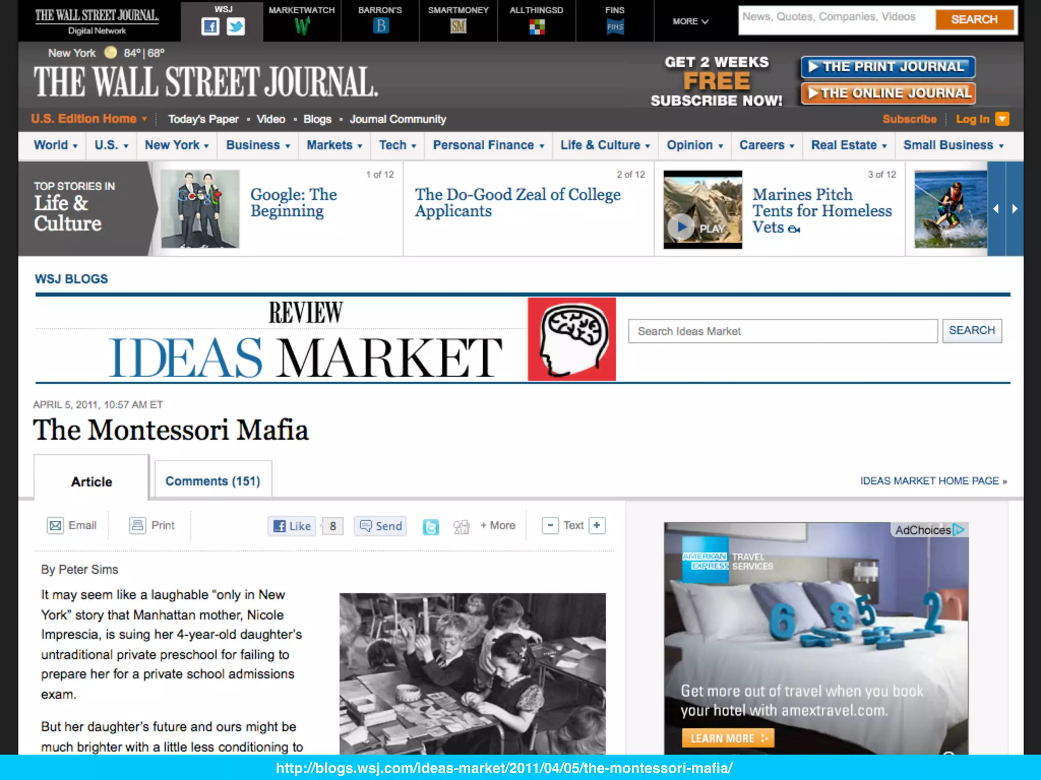 http://blogs.wsj.com/ideas-market/2011/04/05/the-montessori-maﬁa/
 