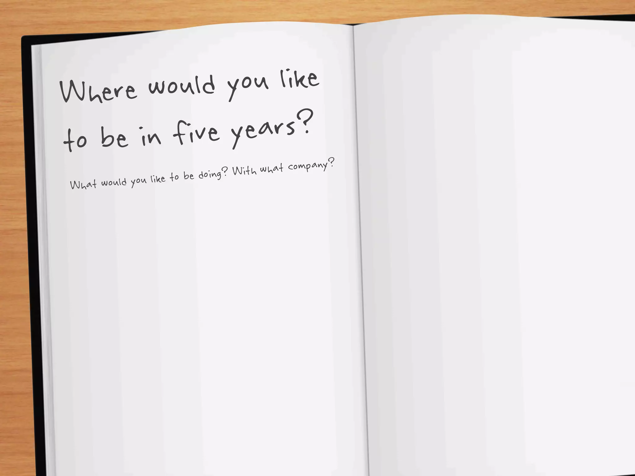 Where woul   d you like
to be in f ive years?
                                             ompany?
                       be d oing? With what c
What would you like to
 