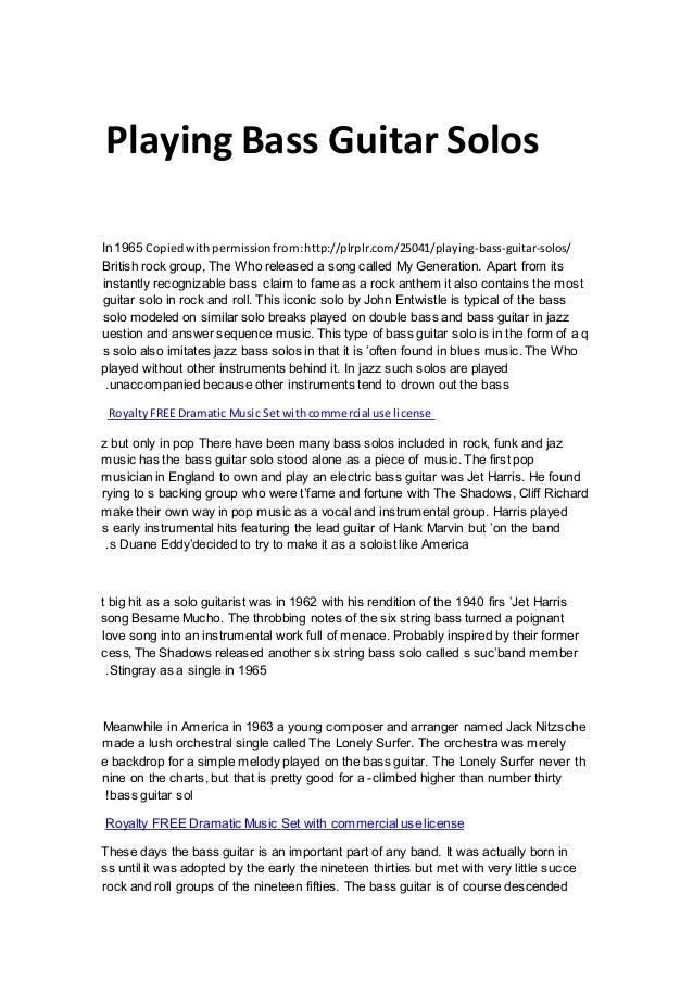Playing Bass Guitar Solos