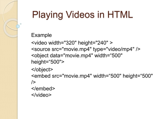 Playing videos in html | PPT