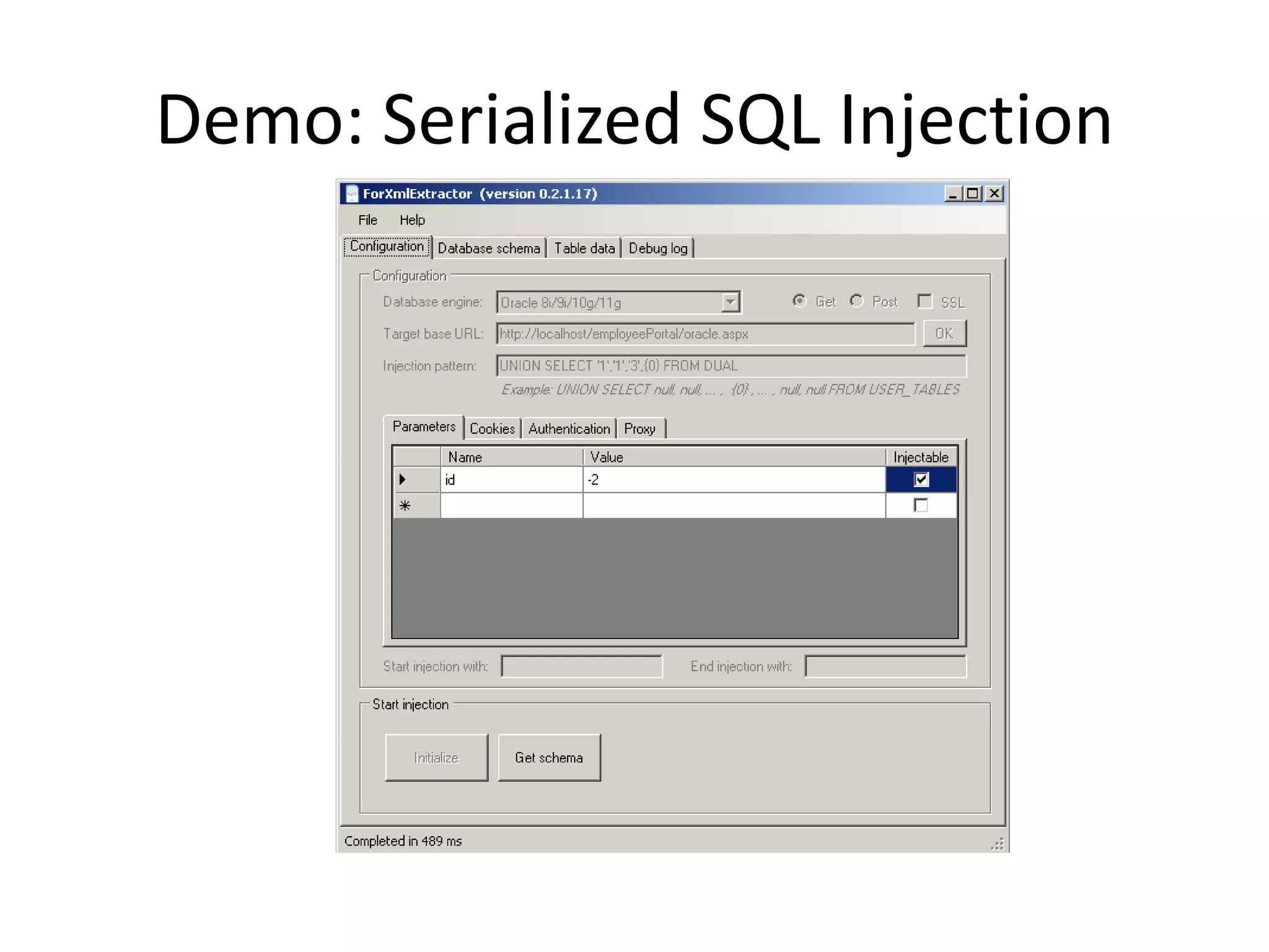 Demo: Serialized SQL Injection
