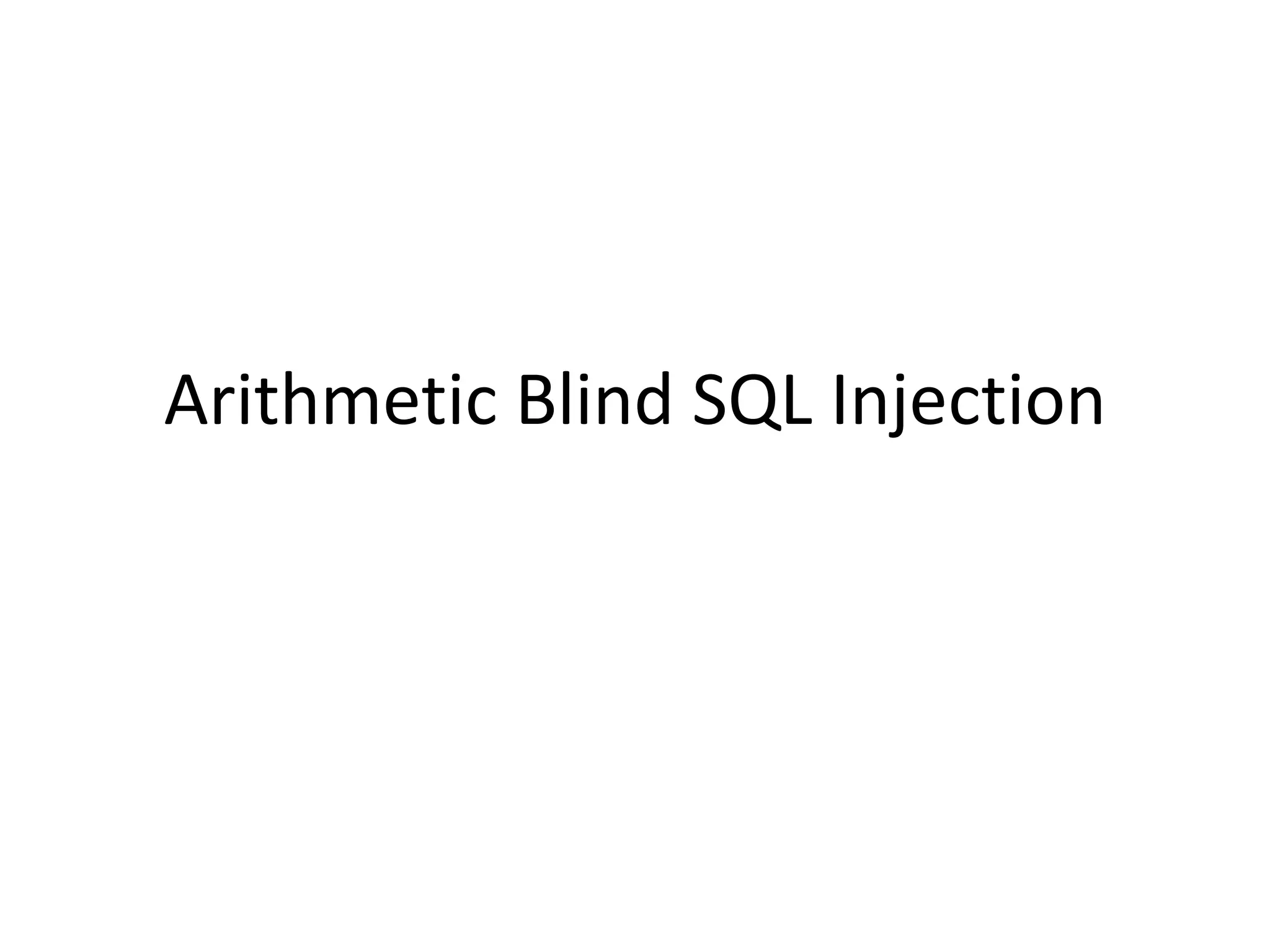 ArithmeticBlind SQL Injection
