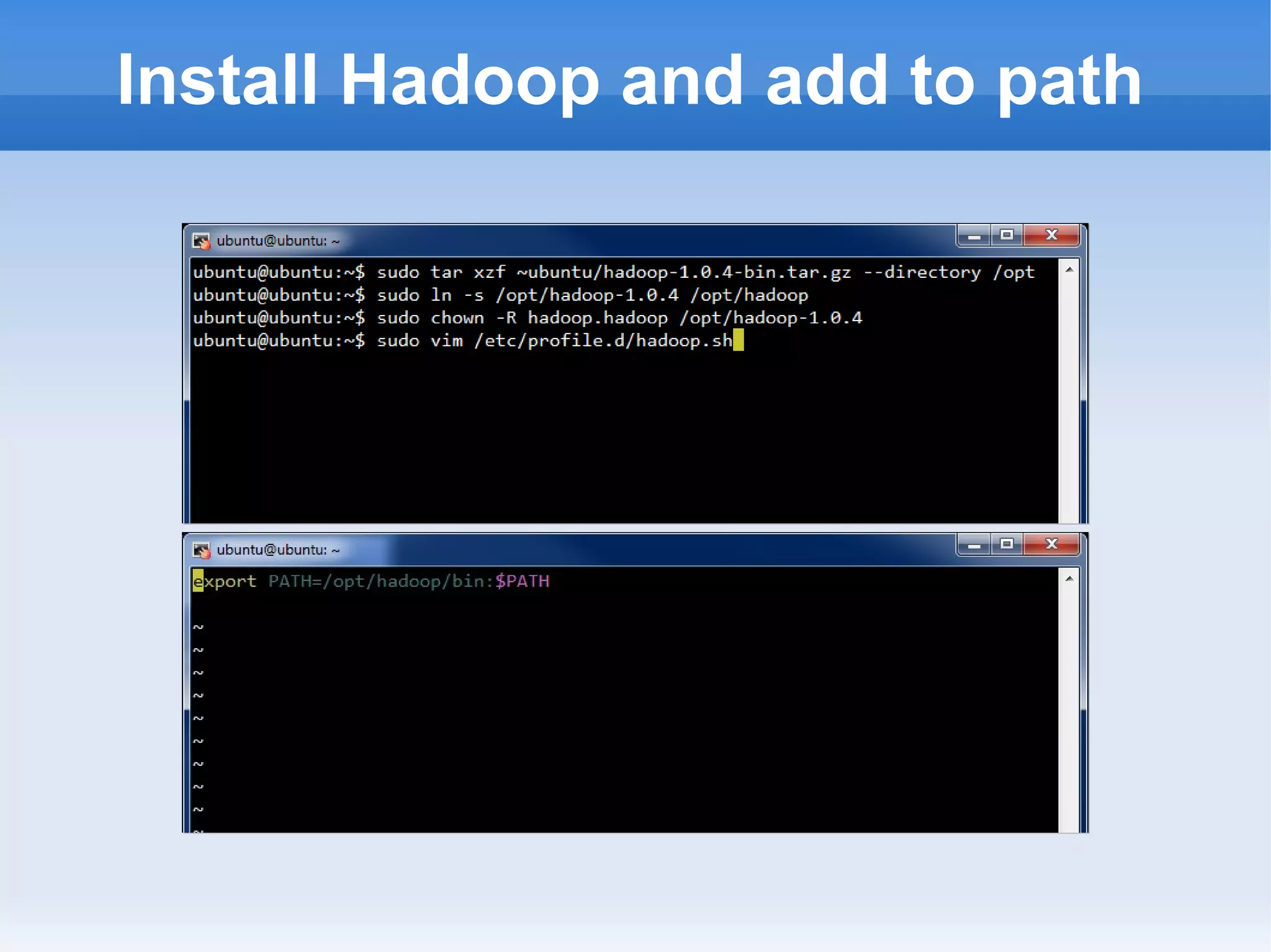 Install Hadoop and add to path

 
