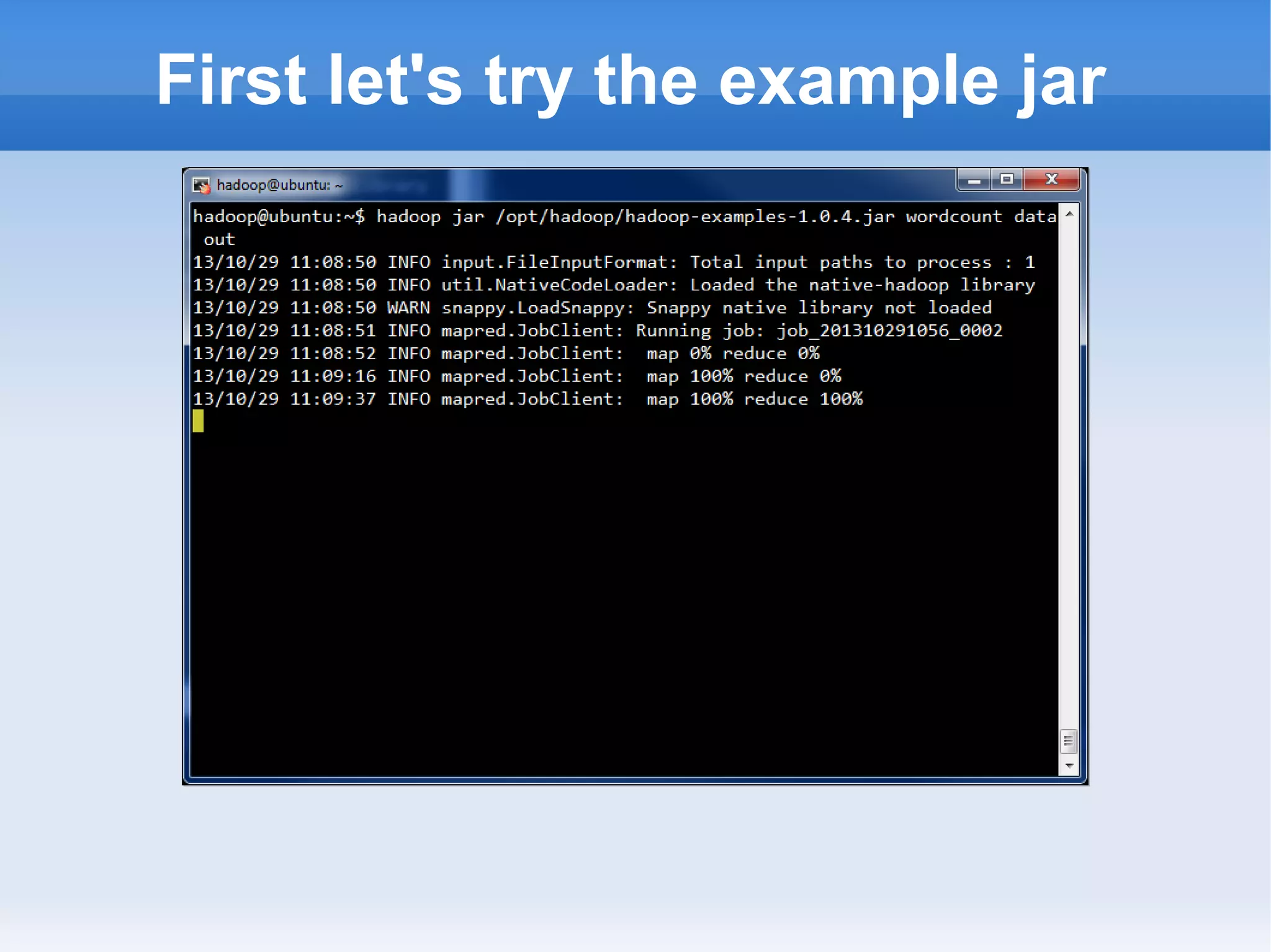 First let's try the example jar

 