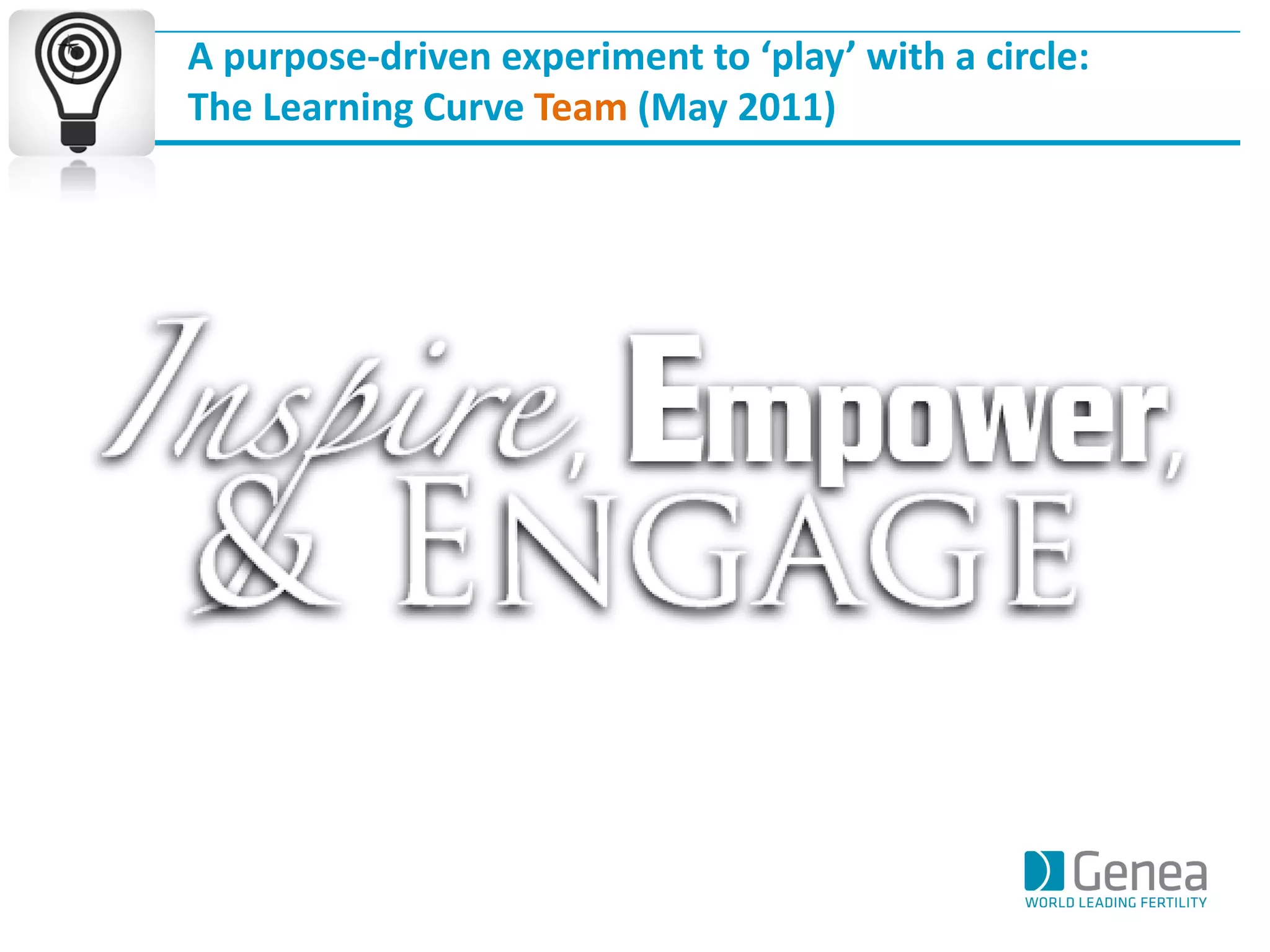 A purpose-driven experiment to ‘play’ with a circle: 
The Learning Curve Team (May 2011)  