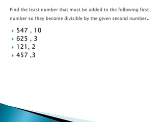  547 , 10
 625 , 3
 121, 2
 457 ,3
 