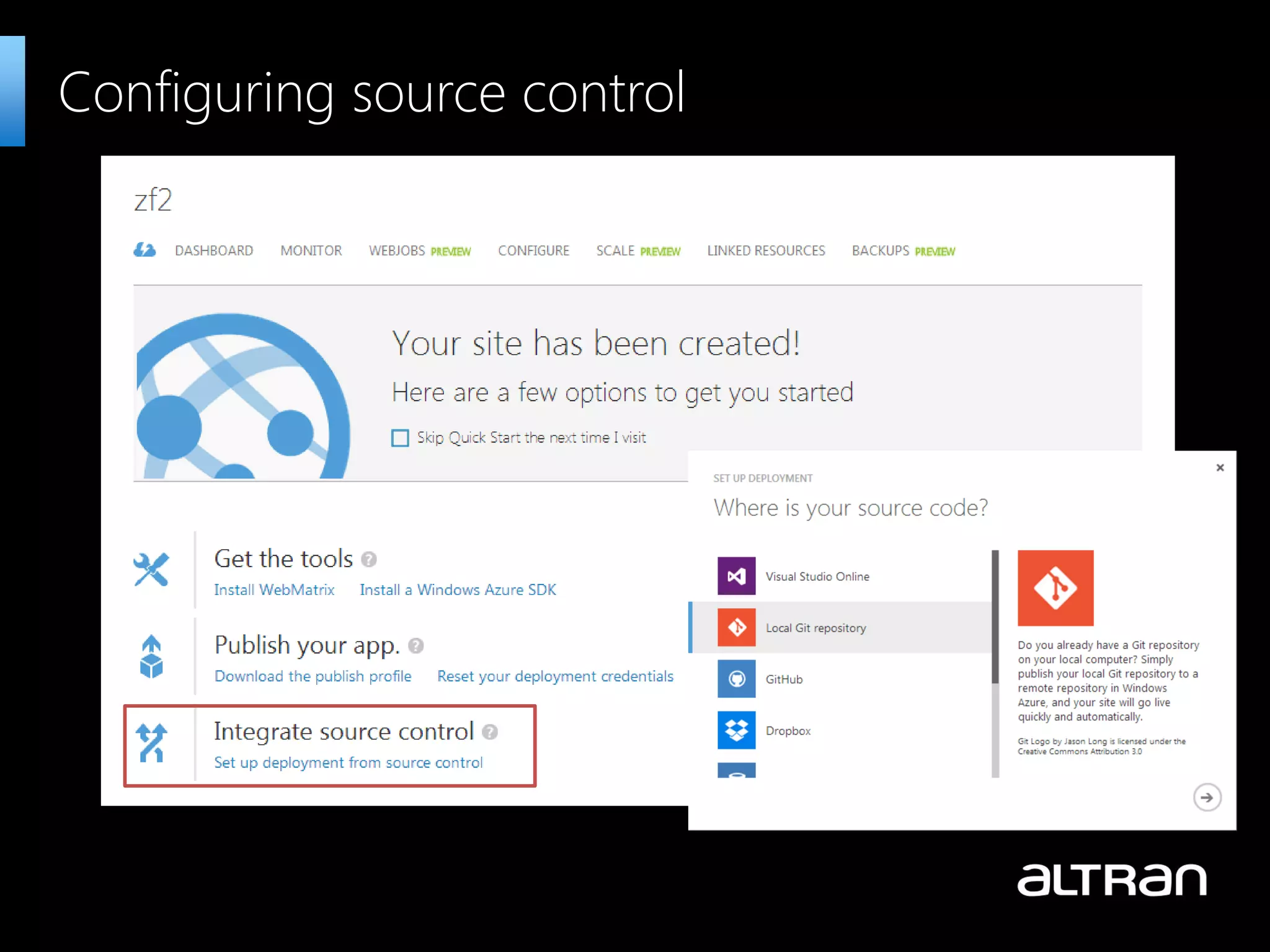 Configuring source control 