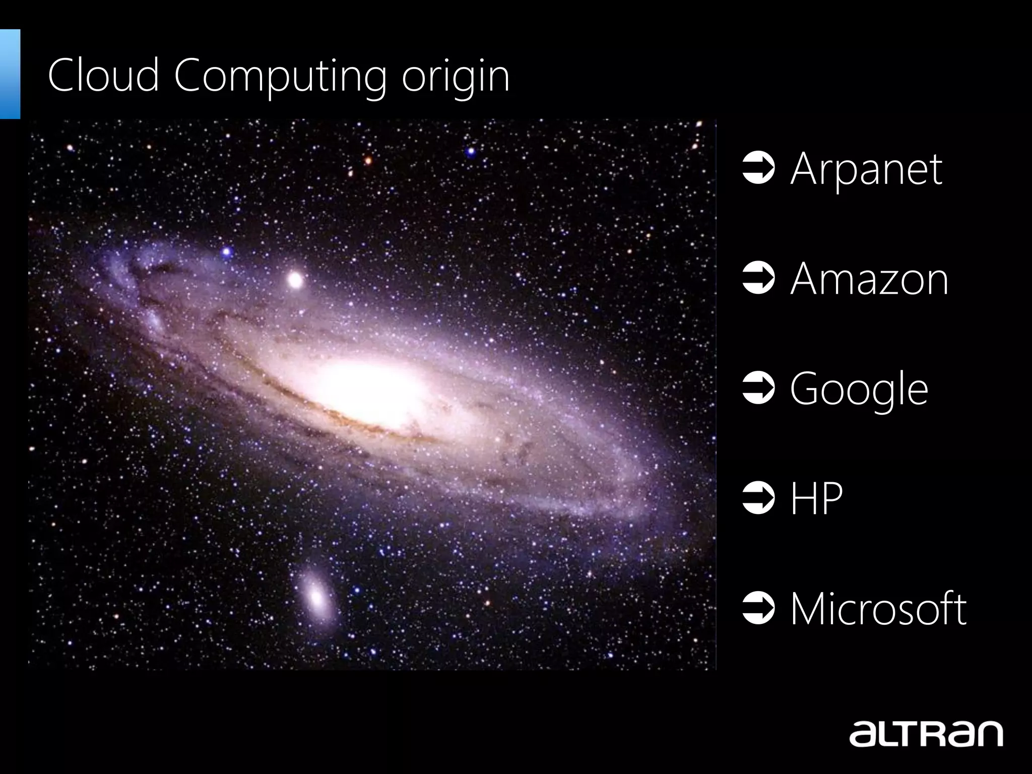 Cloud Computing origin  Arpanet  Amazon  Google  HP  Microsoft 