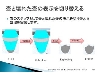 }
2016/1Copyright(C) 2016 . All Rights Reserved 108
FINISHED break
Unbroken Exploding
FINISHED
Broken
 