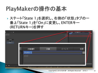 } State 1
State 1 On ENTER
(RETURN )
2016/1Copyright(C) 2016 . All Rights Reserved 32
 