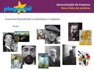 Apresentação da Empresa
                                                         Nova linha de produto


A nova linha Playmobil Stars é subdividida em 4 categorias:


        Pincéis
 