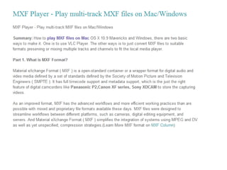Play mxf on mxf player with multi track 
