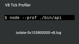 $ node --prof ./bin/api
V8 Tick Profiler
isolate-0x103800000-v8.log
 