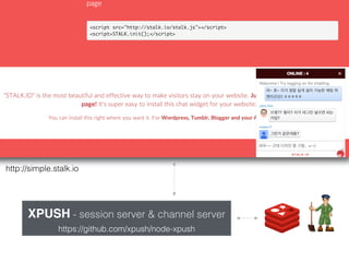 https://github.com/xpush/node-xpush
XPUSH - session server & channel server
http://simple.stalk.io
 