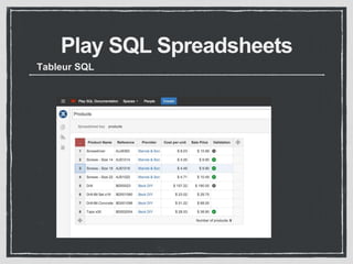 Play SQL Spreadsheets 
Tableur SQL 
 