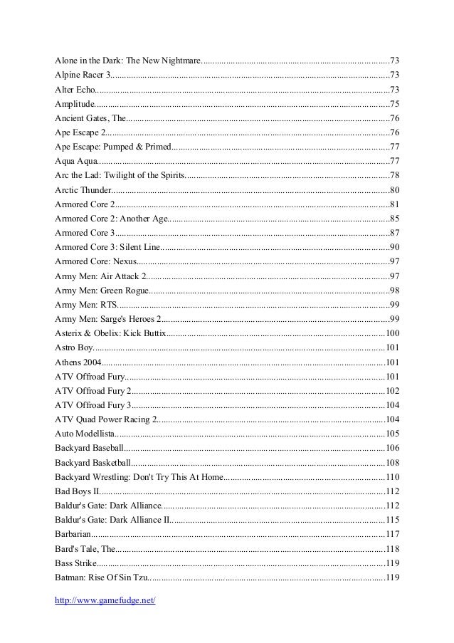 Playstation 2 Cheats