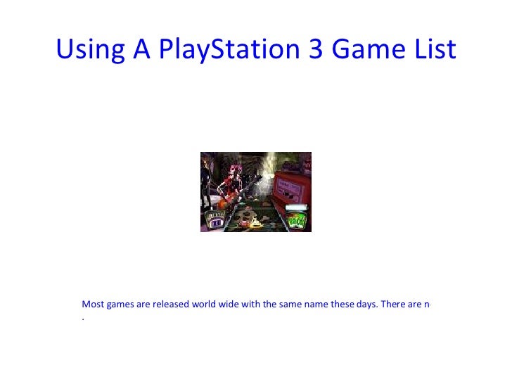Playstation 3 Game List