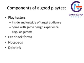 Playtesting presentation for Gamification Europe by An Coppens