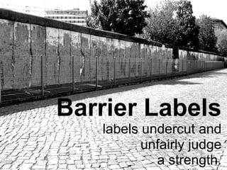 www.CTRConsultingServices.com Culture Transformation Resources, LLC
Barrier Labels
labels undercut and
unfairly judge
a strength.Credit
 