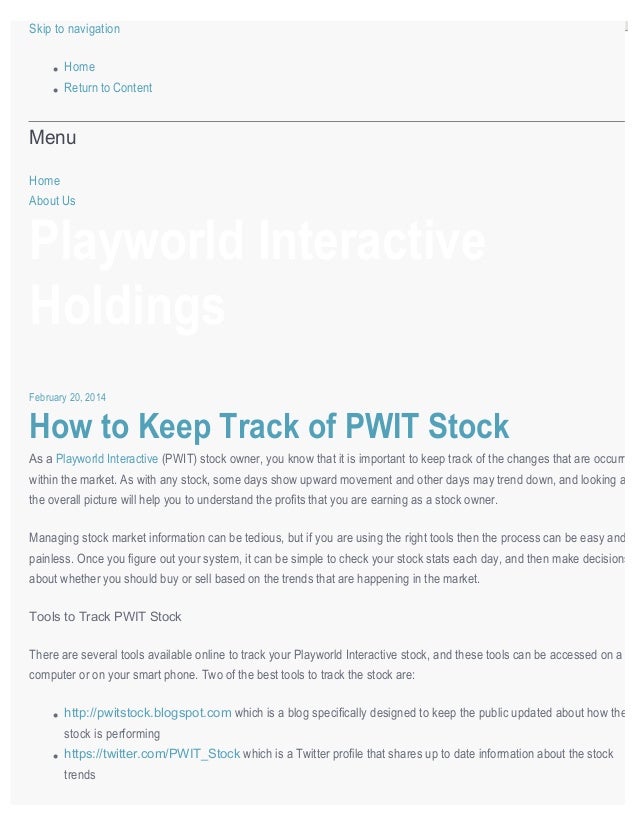 playworld interactive holdings how to keep track of playworld inter