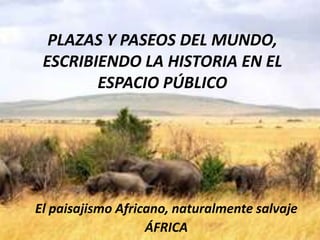 PLAZAS Y PASEOS DEL MUNDO,
 ESCRIBIENDO LA HISTORIA EN EL
        ESPACIO PÚBLICO




El paisajismo Africano, naturalmente salvaje
                   ÁFRICA
 