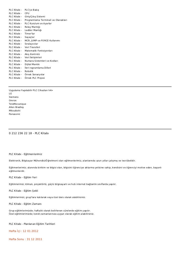 Bilimsel Akademi Fahrettin Erdinc Siemens S7 1200 Plc Programlama Kurs Kitabi Izmir Plc Programlama Otomasyon Scada Kursu Egitimi Izmir Bilimsel Akademi Fahrettin Erdinc