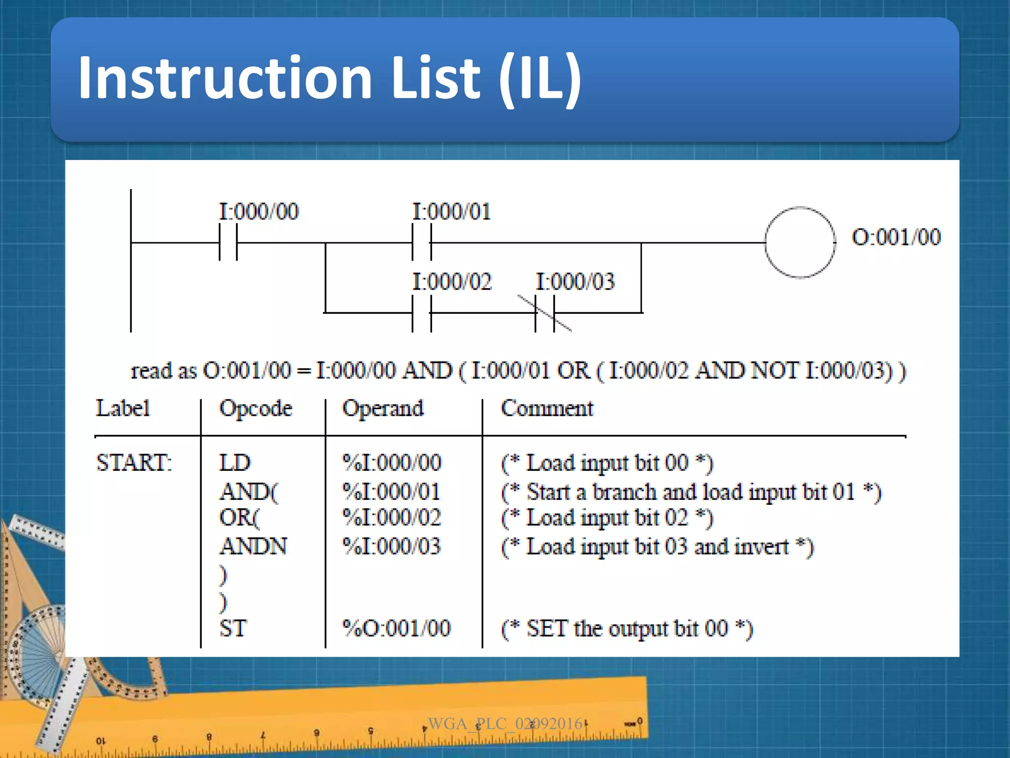 Instruction List (IL)
WGA_PLC_02092016
 