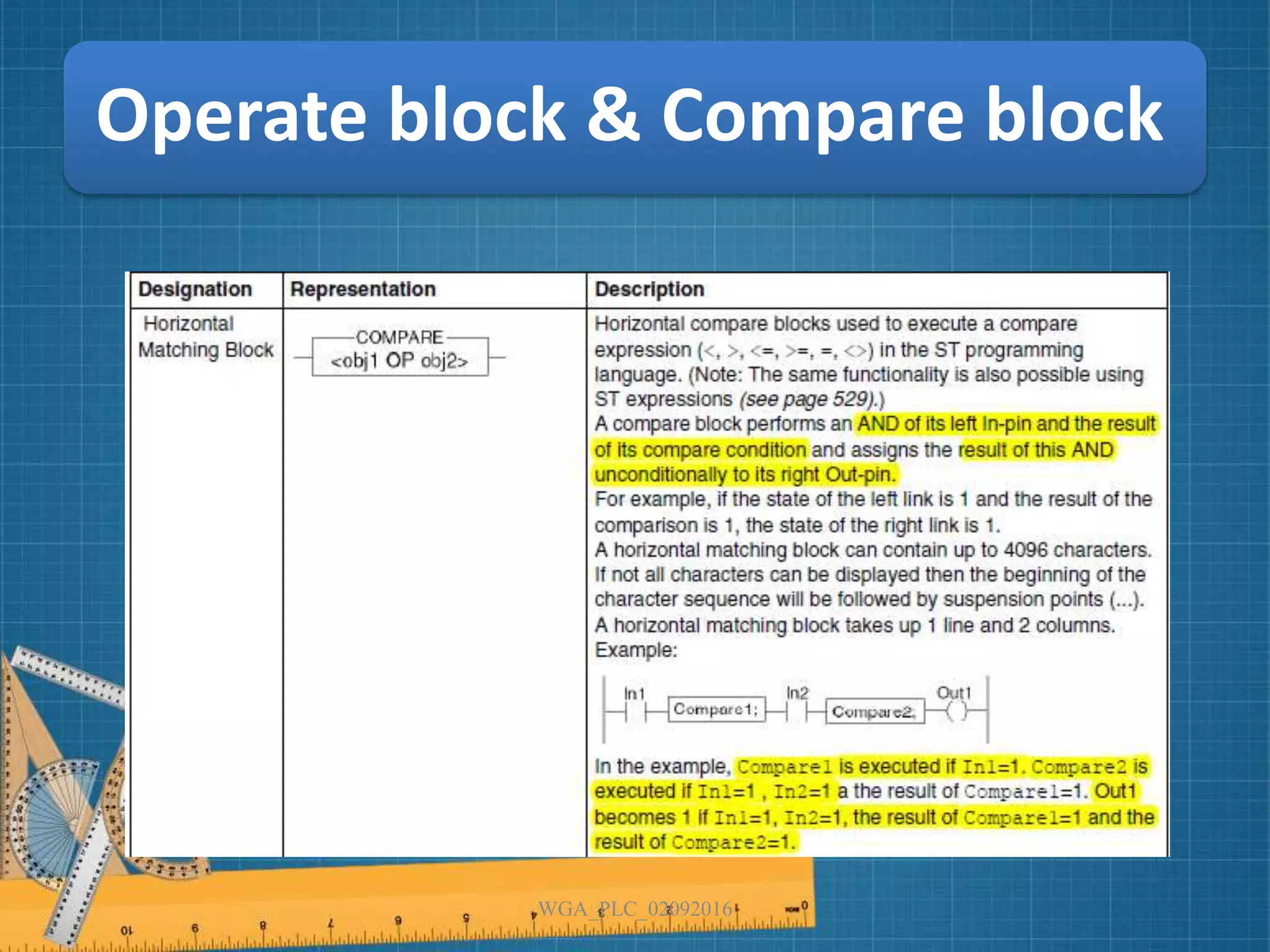 Operate block & Compare block
WGA_PLC_02092016
 