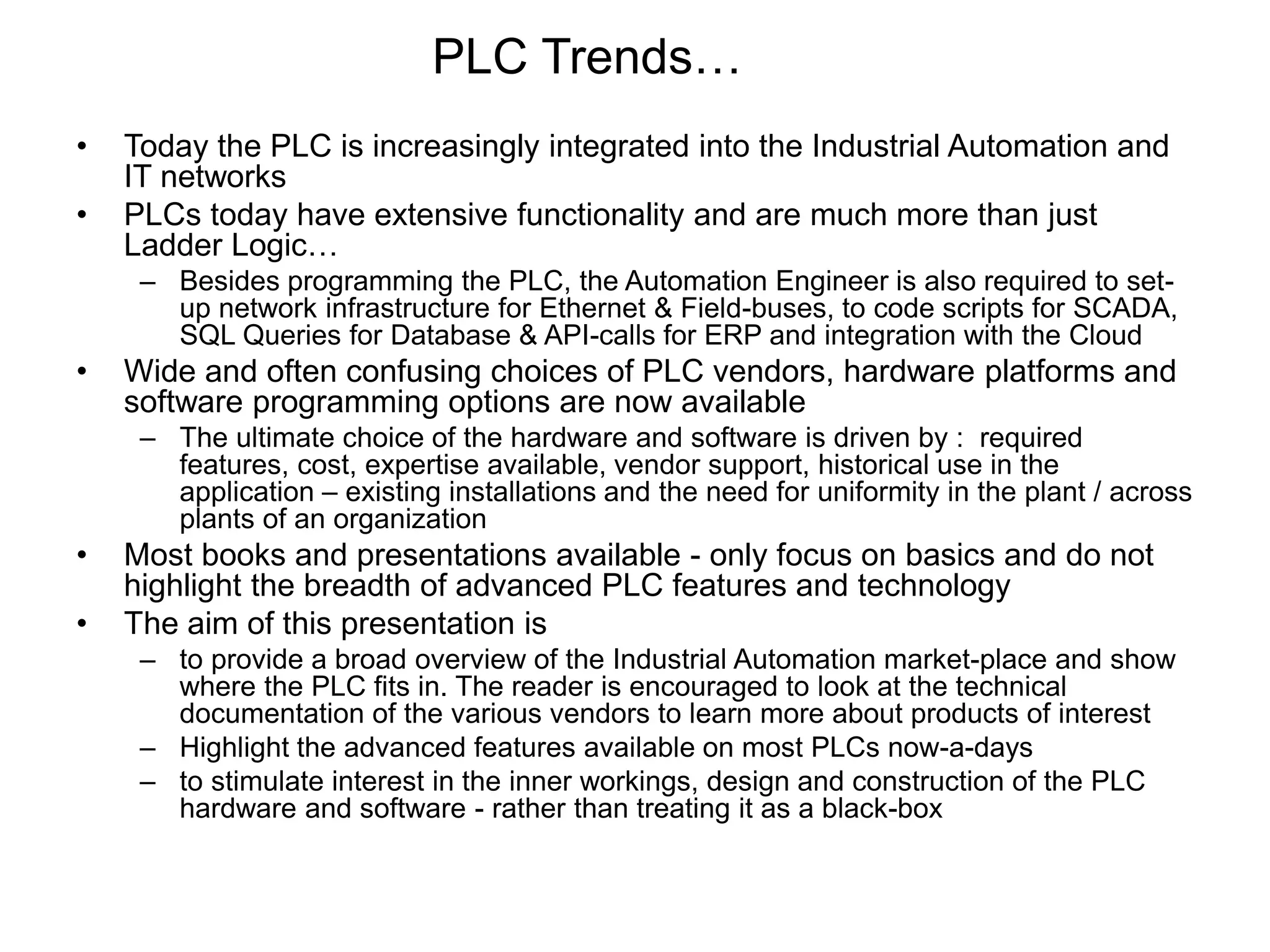 PLC and Industrial Automation - Technology Overview | PPT