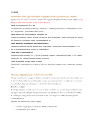 Plc basic | PDF | Computing | Technology & Computing