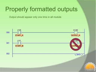 Properly formatted outputs
 Output should appear only one time in all module
 