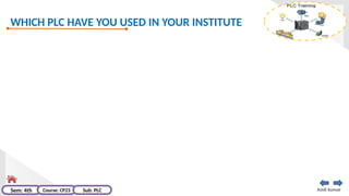 WHICH PLC HAVE YOU USED IN YOUR INSTITUTE
Amit kumar
Sem: 4th Course: CP23 Sub: PLC
 