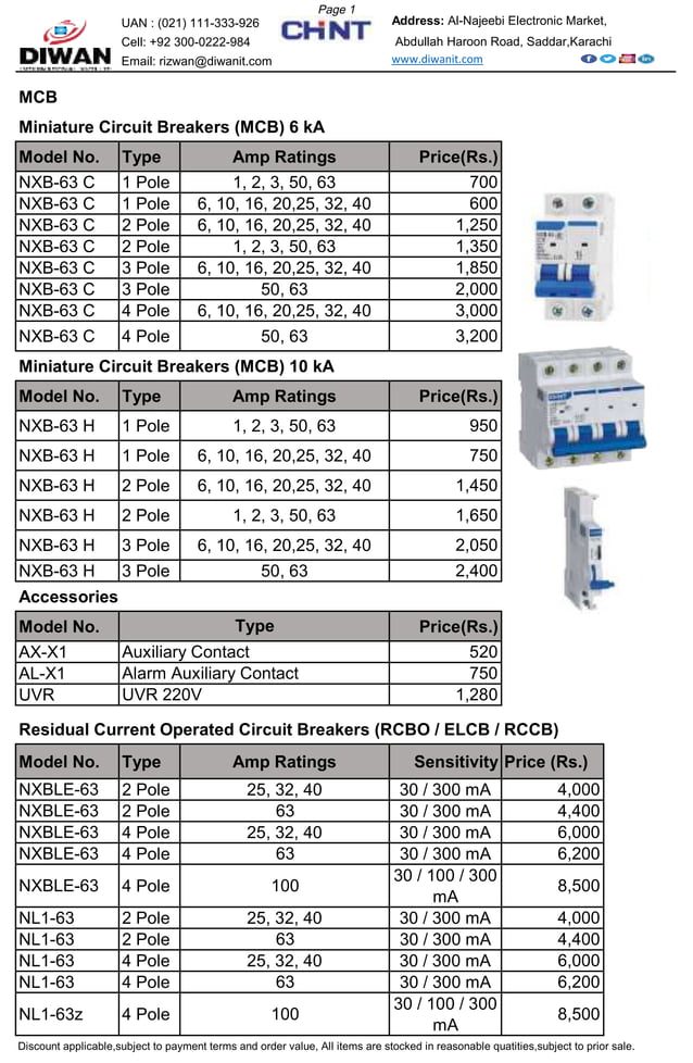 CHiNT Price List LV Pakistan