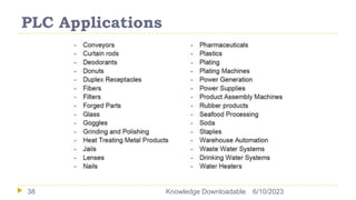 PLC Applications
6/10/2023
Knowledge Downloadable
38
 
