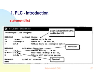 1. PLC - Introduction statement list lecture note 9 PLC 