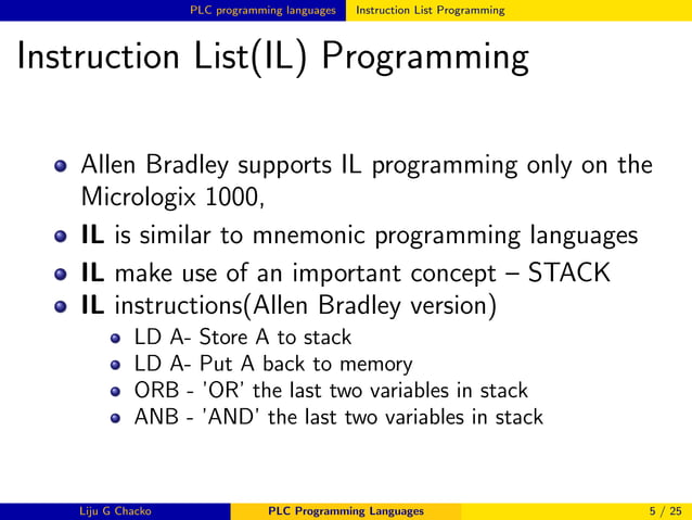 PLC Programming Languages | PDF